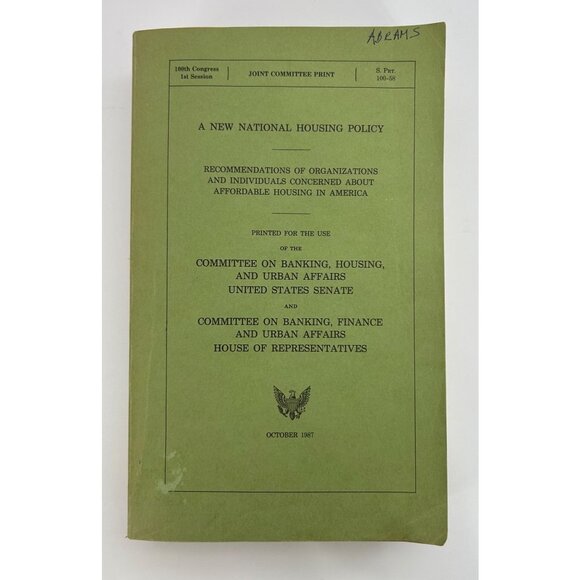 U.S. Government Printing Office Other - A New National Housing Policy Book 1987 Joint Committee History Urban Affairs